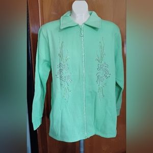 Ladies fleece zip up sweatshirt/jacket medium new bling